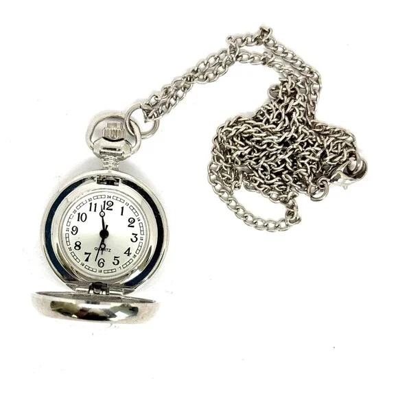 Silver Plated Angel Pendant Watch on Long Chain with Fresh Battery Item #1051 - Picture 5 of 5